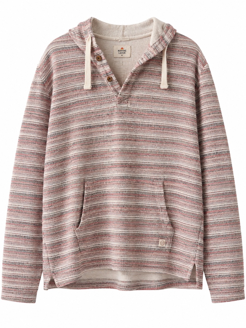 Marine Layer Men’s Striped Hooded Pullover Sweater - red striped